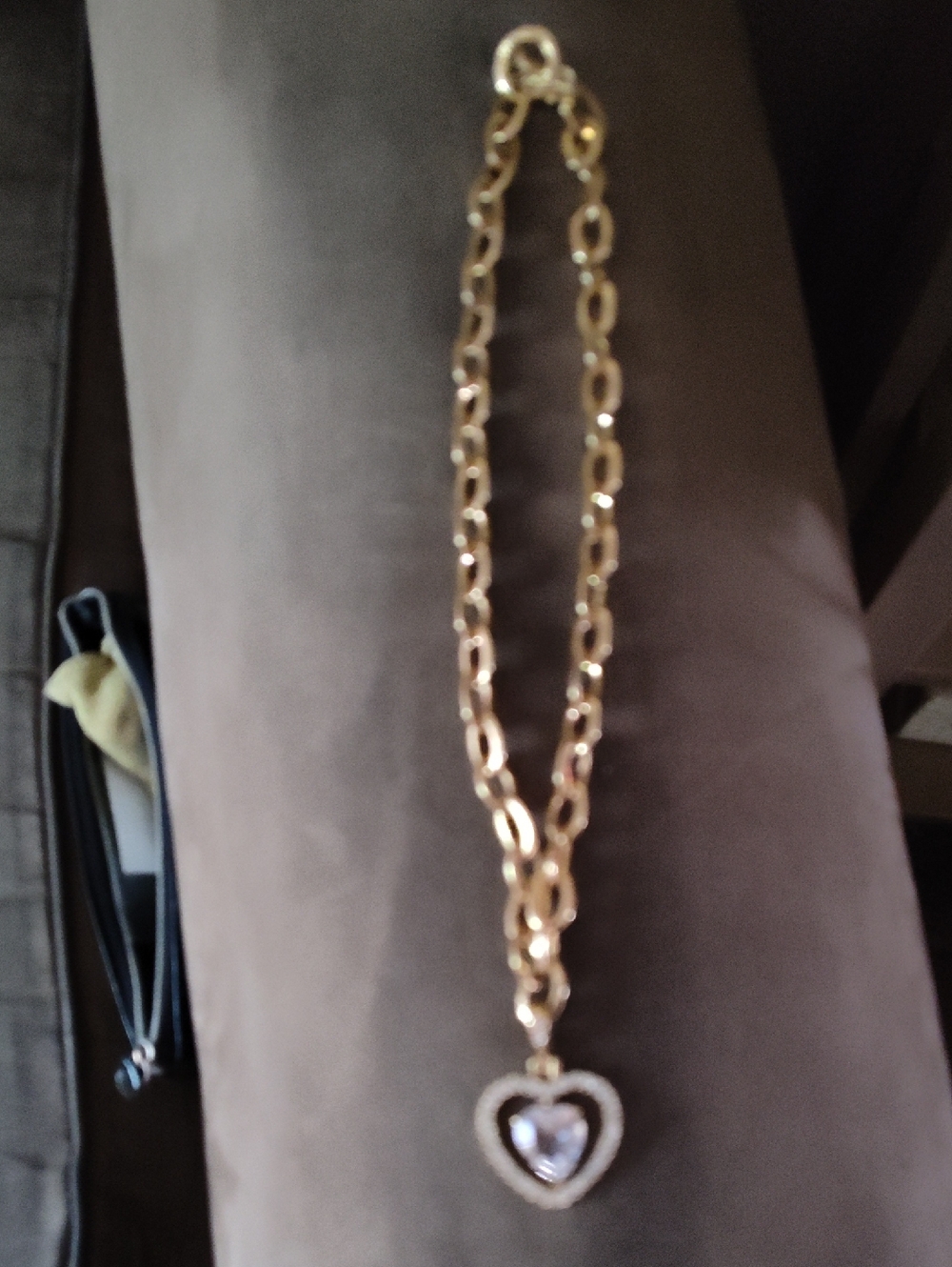 Signed Nolan Miller Gold Heart Pendant Necklace with Crystal Accent